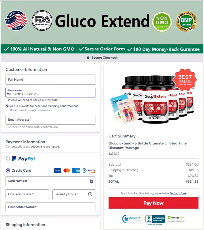 gluco-extend-order-page